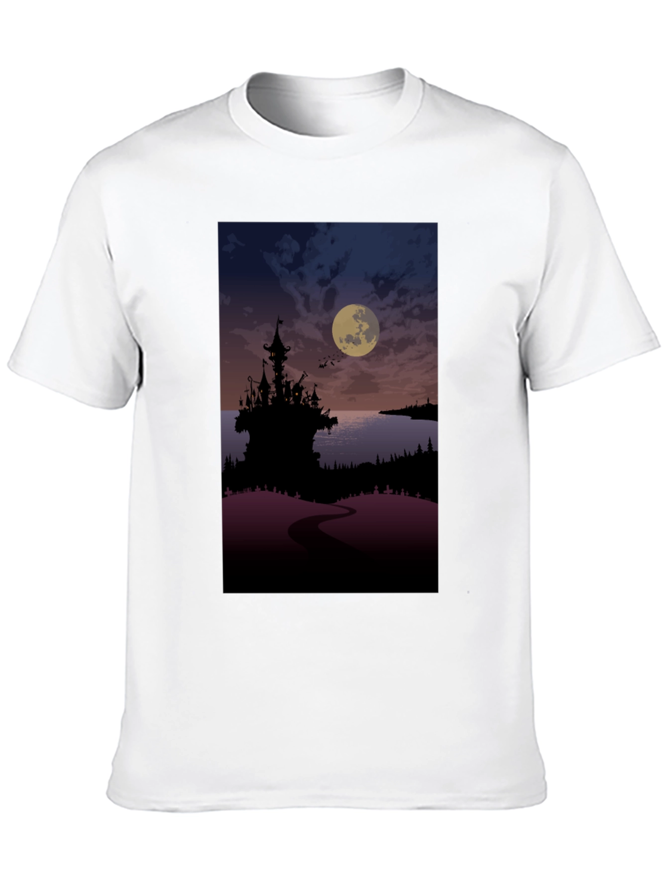 Moonlit Castle Graphic Tee - Gothic Style T-Shirt