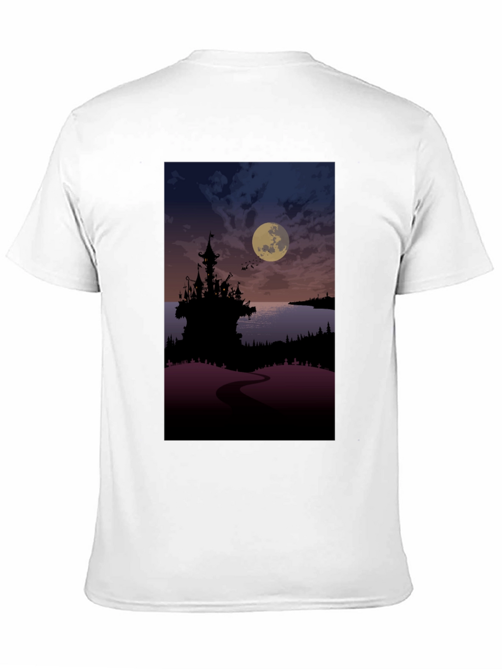 Moonlit Castle Graphic Tee - Gothic Style T-Shirt