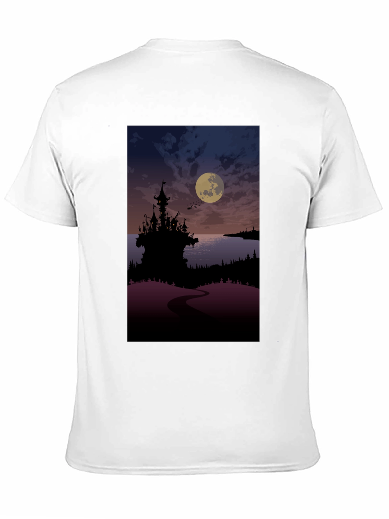 Moonlit Castle Graphic Tee - Gothic Style T-Shirt