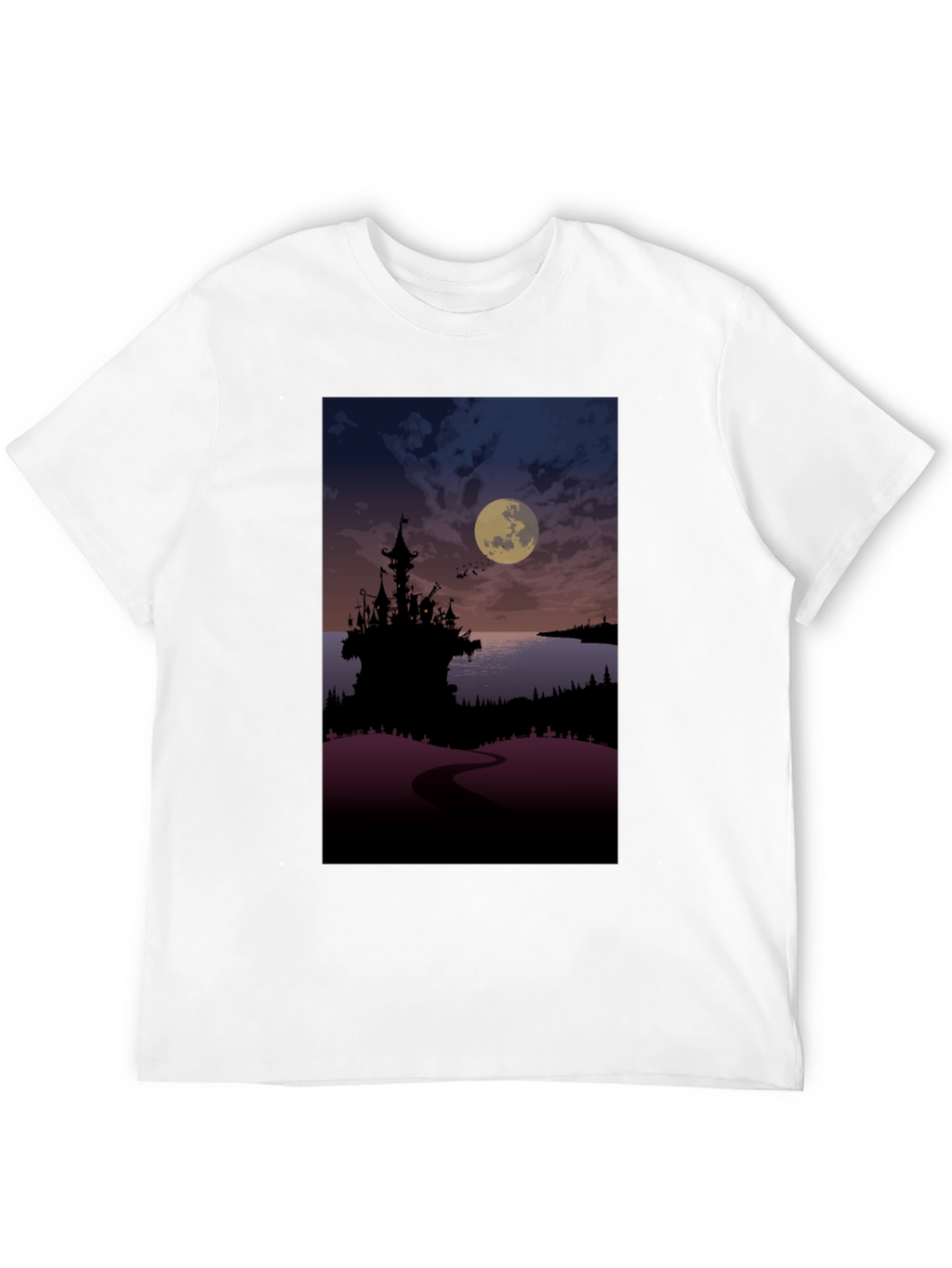 Moonlit Castle Graphic Tee - Gothic Style T-Shirt