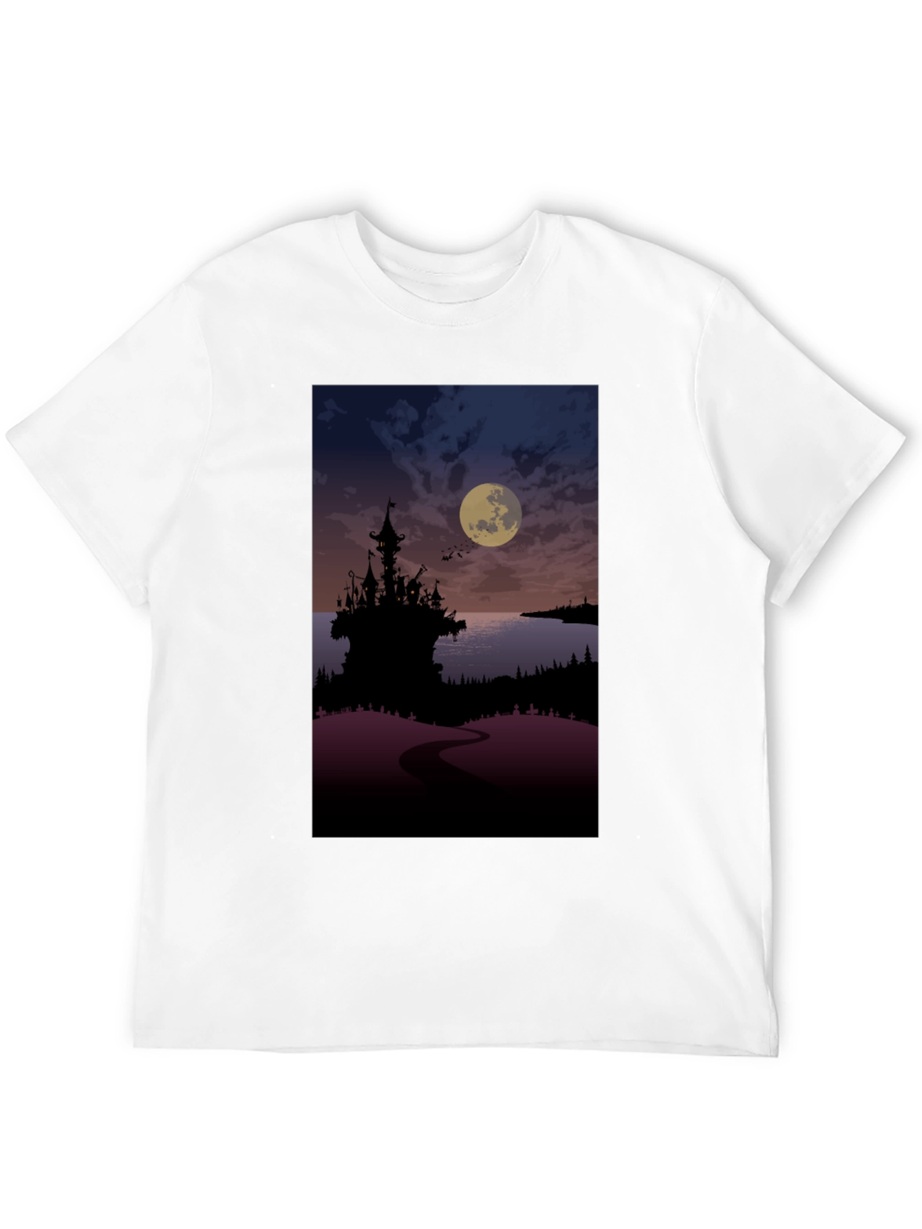 Moonlit Castle Graphic Tee - Gothic Style T-Shirt
