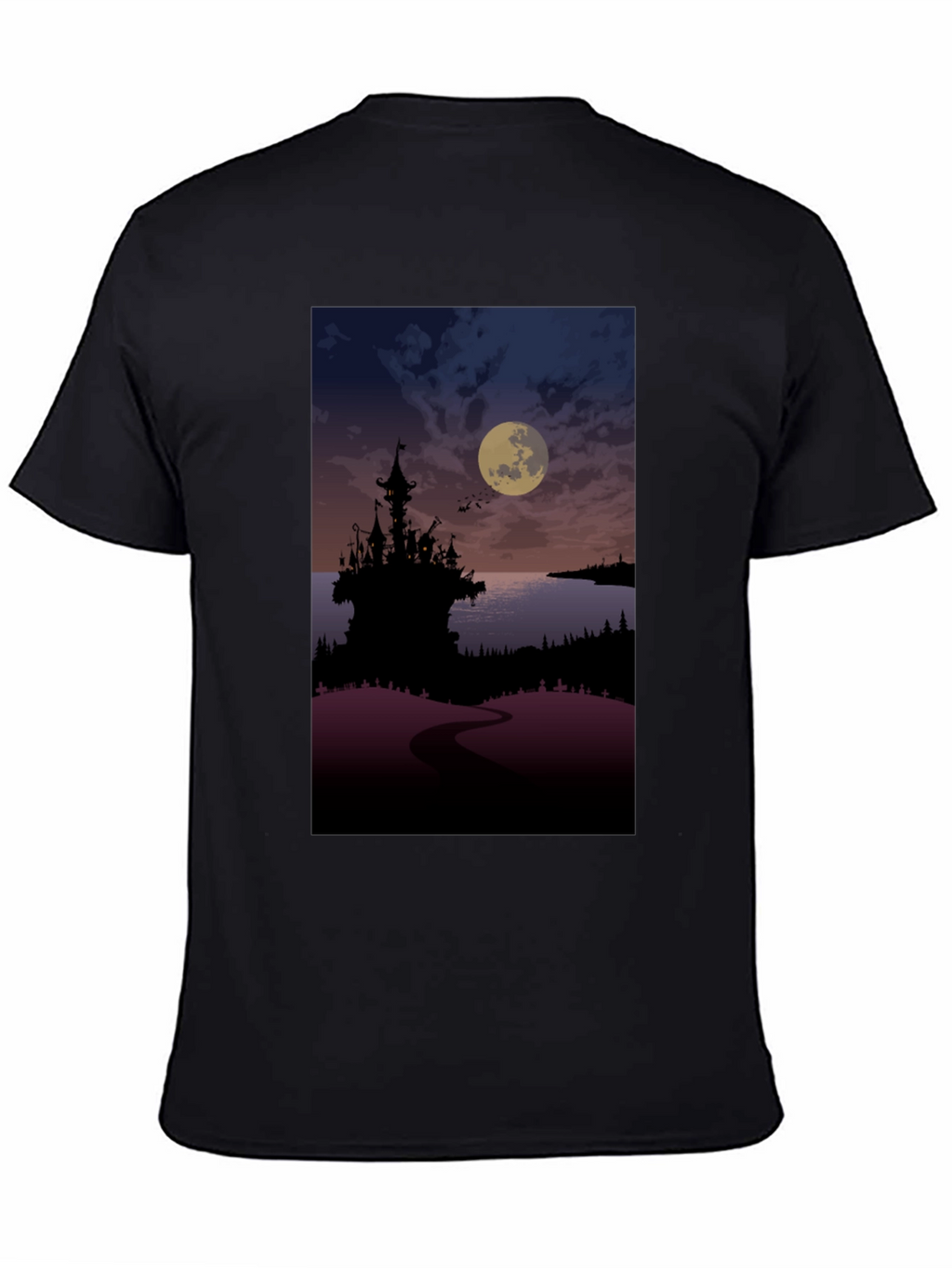Moonlit Castle Graphic Tee - Gothic Style T-Shirt