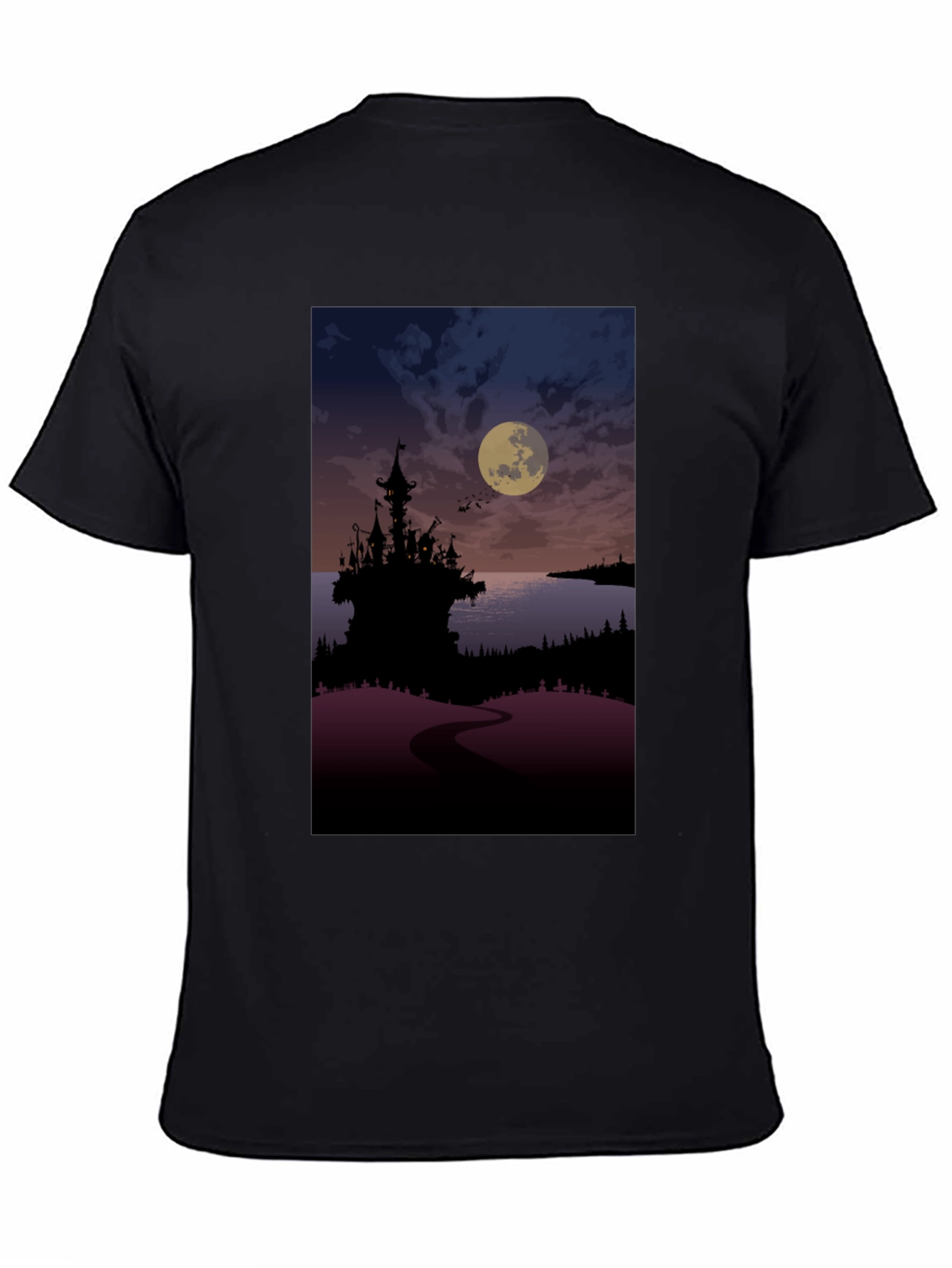 Moonlit Castle Graphic Tee - Gothic Style T-Shirt