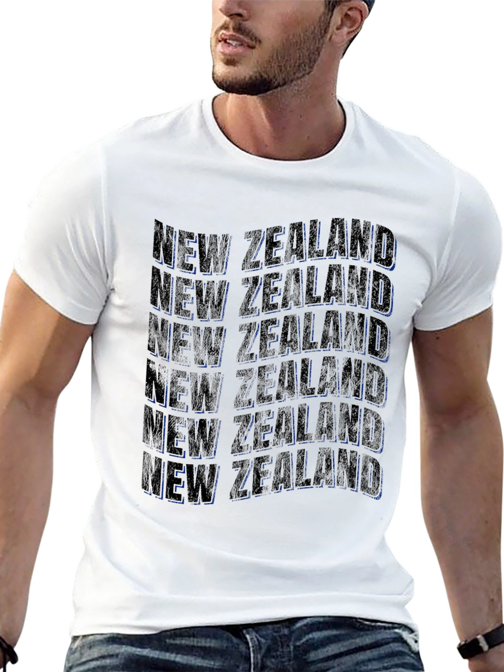 New Zealand Text Design Black T-Shirt