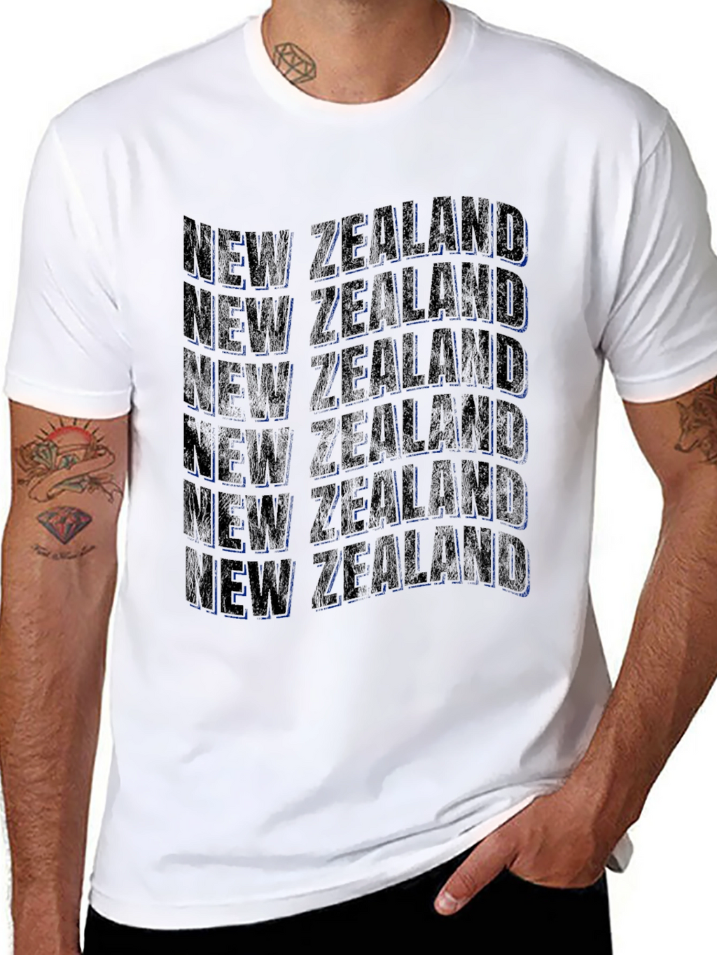 New Zealand Text Design Black T-Shirt