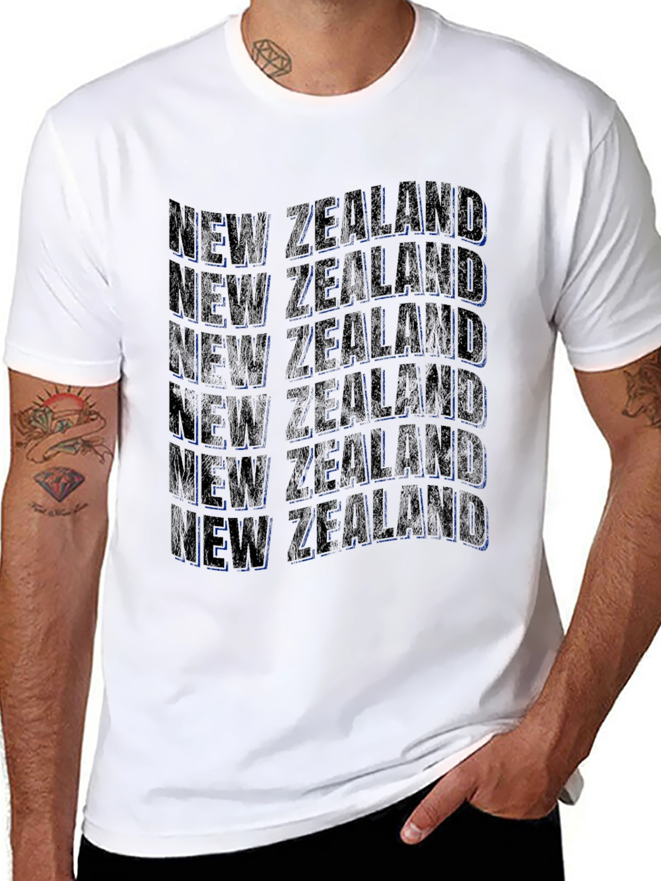 New Zealand Text Design Black T-Shirt