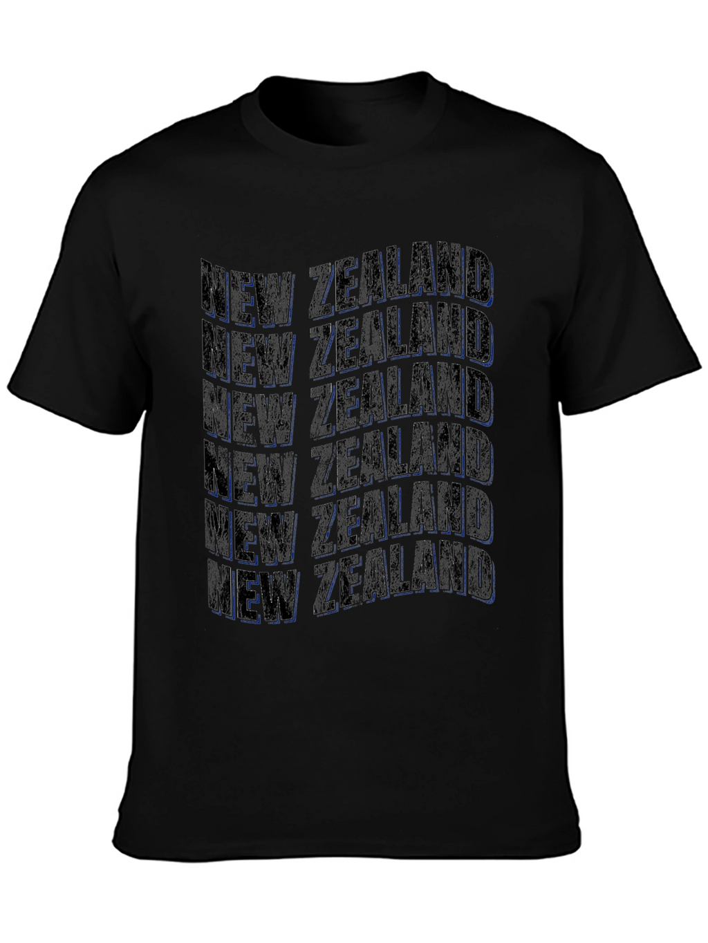 New Zealand Text Design Black T-Shirt