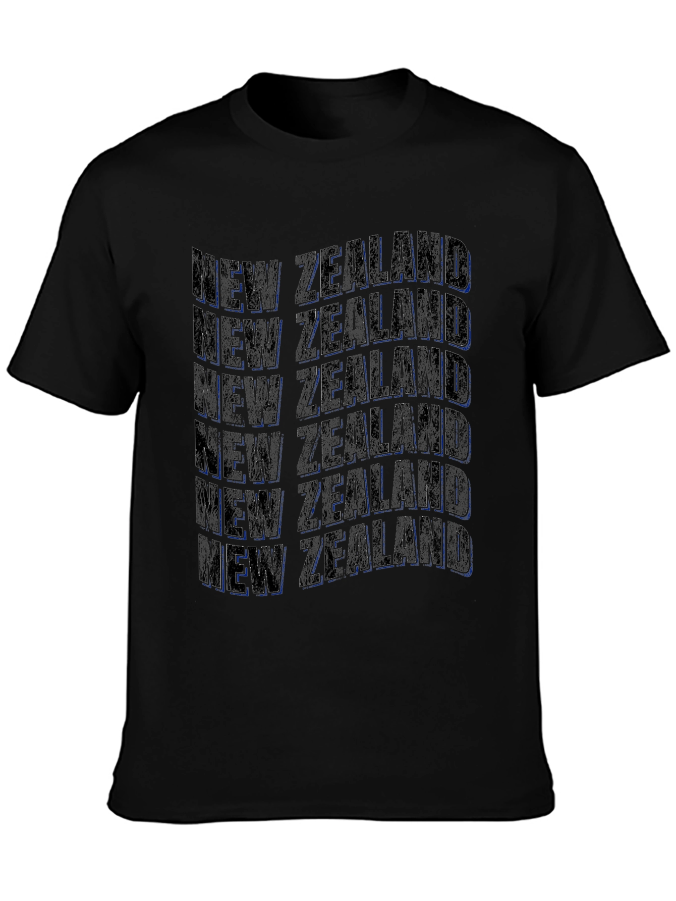 New Zealand Text Design Black T-Shirt