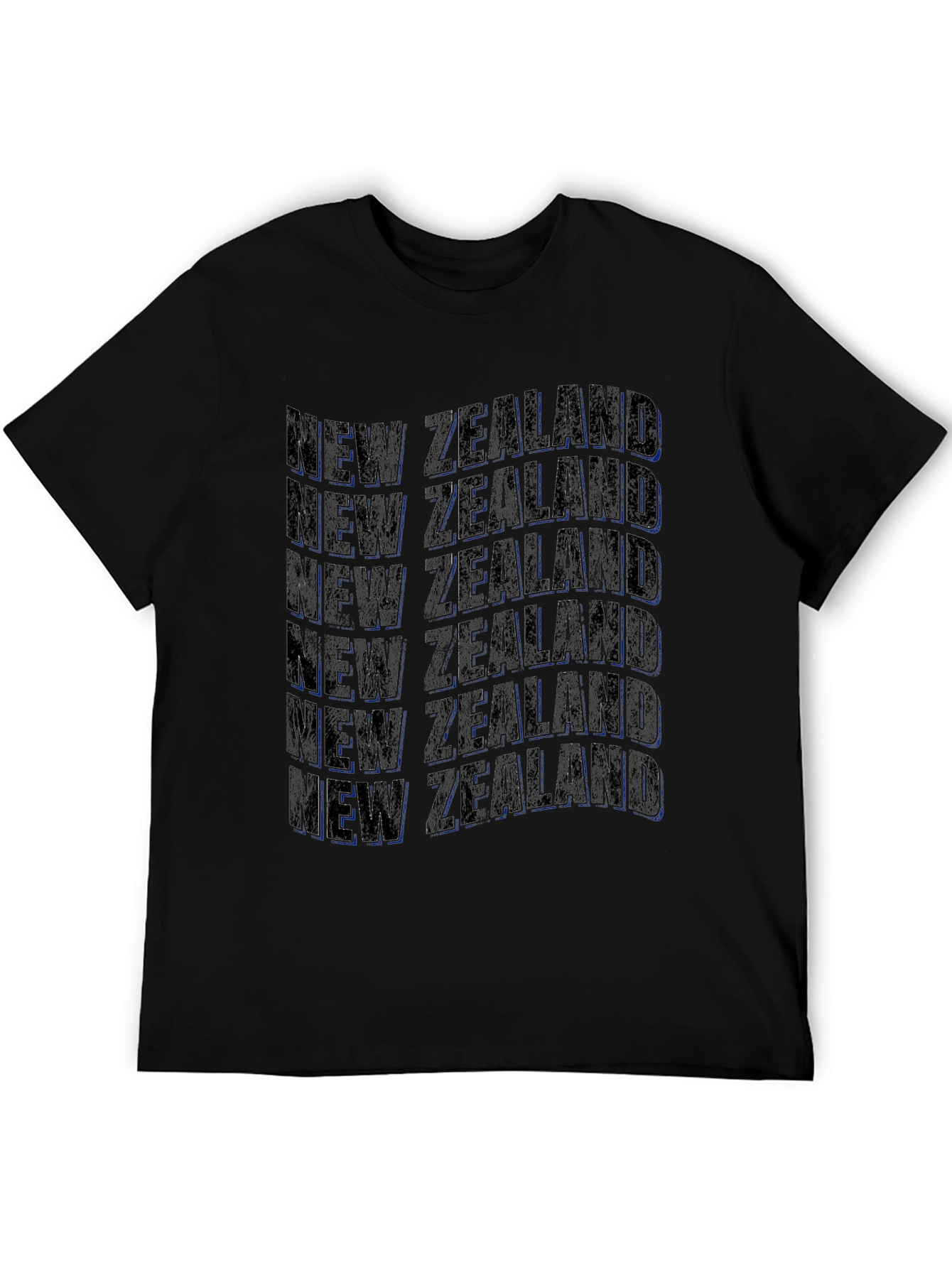 New Zealand Text Design Black T-Shirt