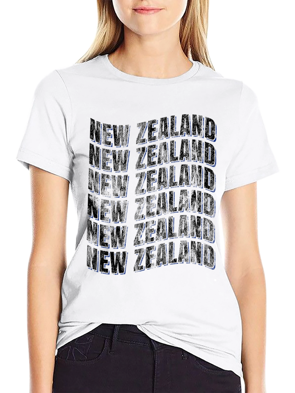 New Zealand Text Design Black T-Shirt