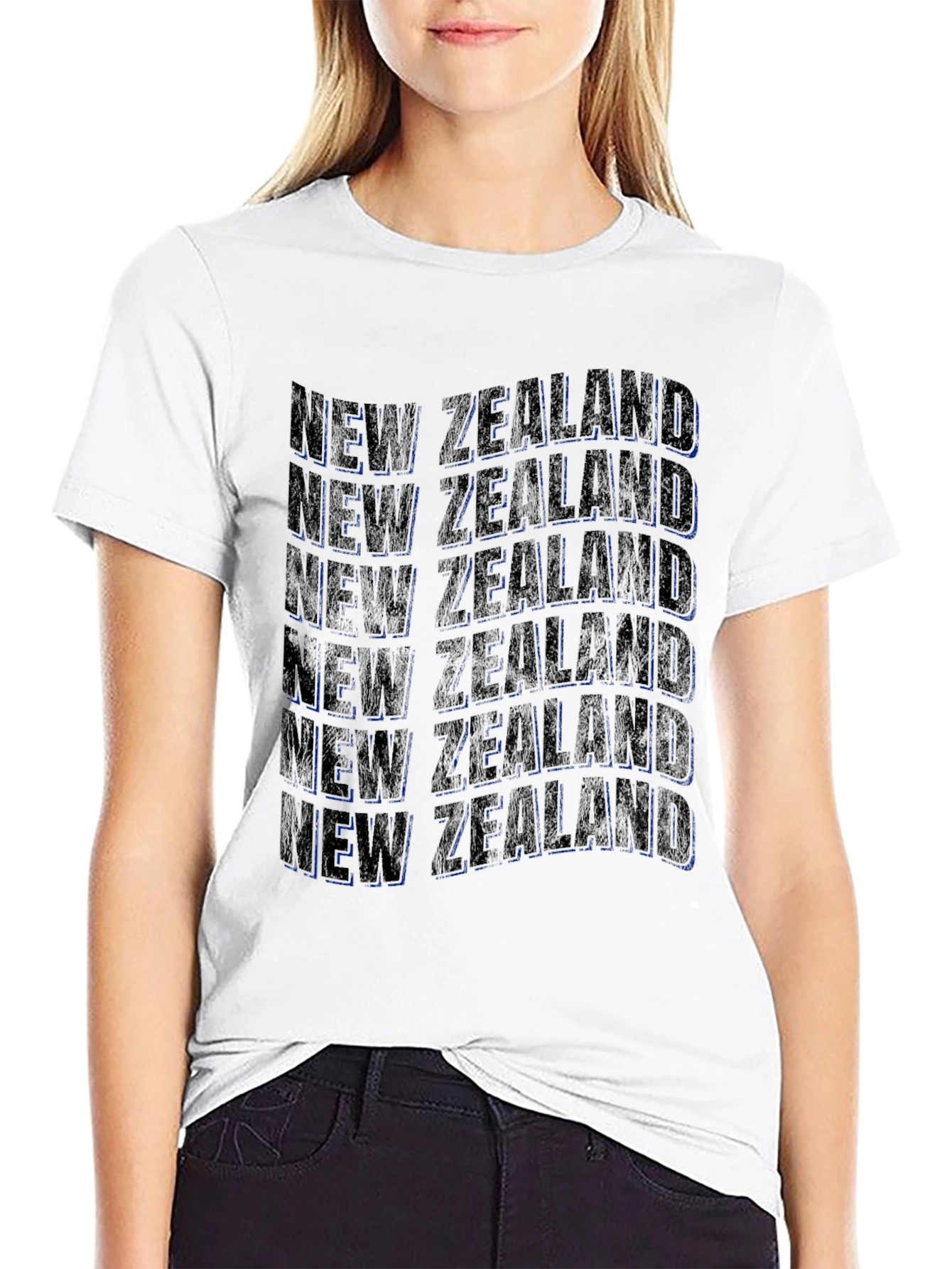 New Zealand Text Design Black T-Shirt