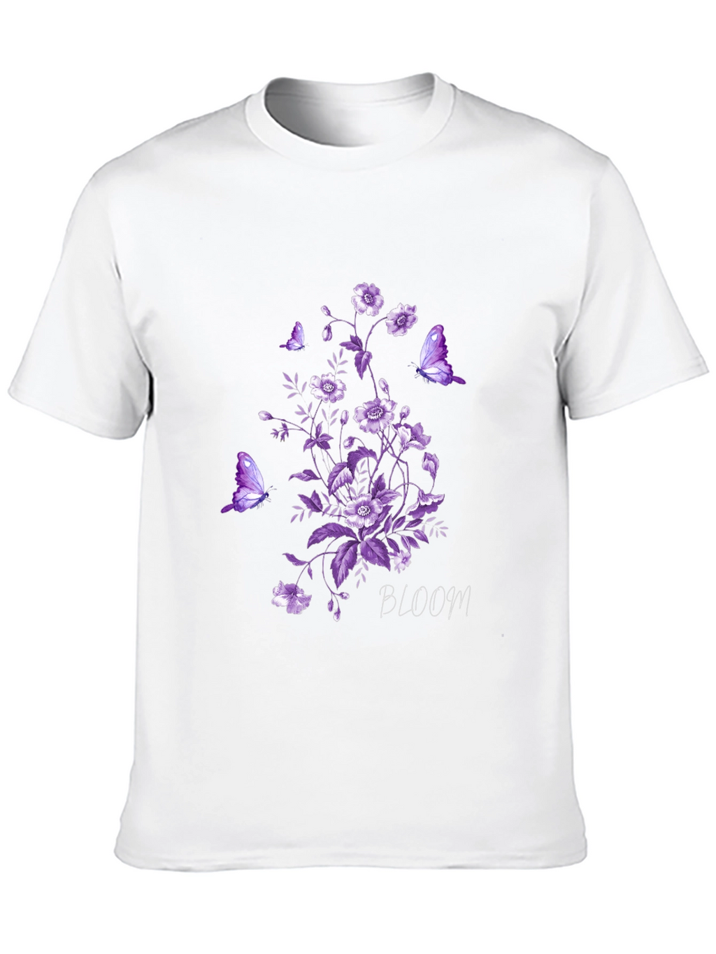 Floral Bloom Butterfly Graphic Tee - Black