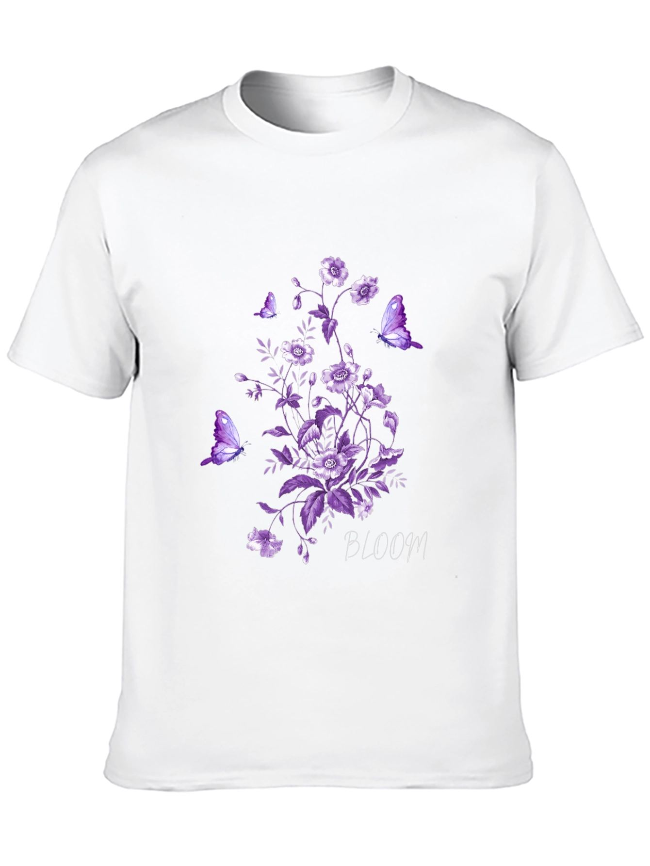 Floral Bloom Butterfly Graphic Tee - Black
