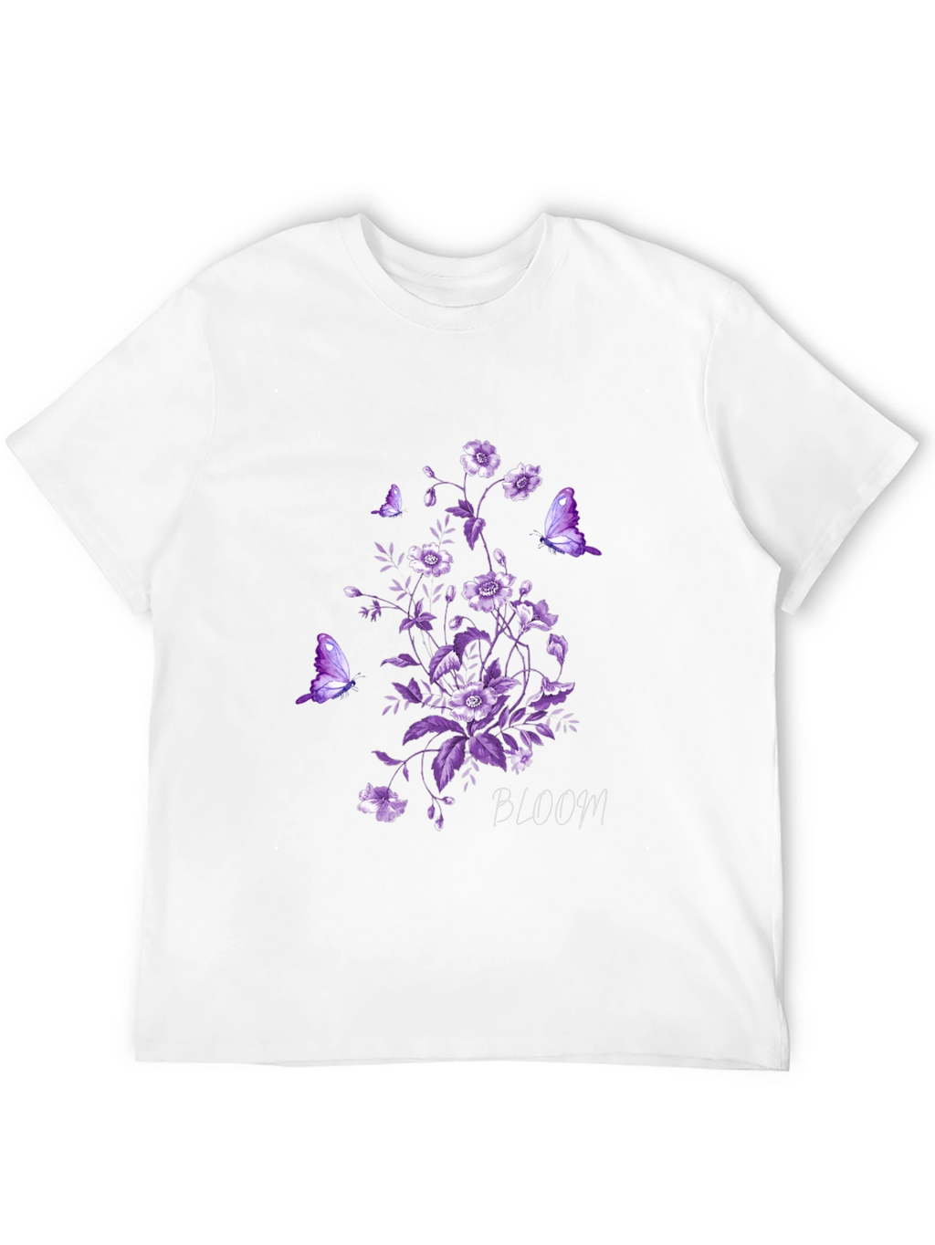 Floral Bloom Butterfly Graphic Tee - Black