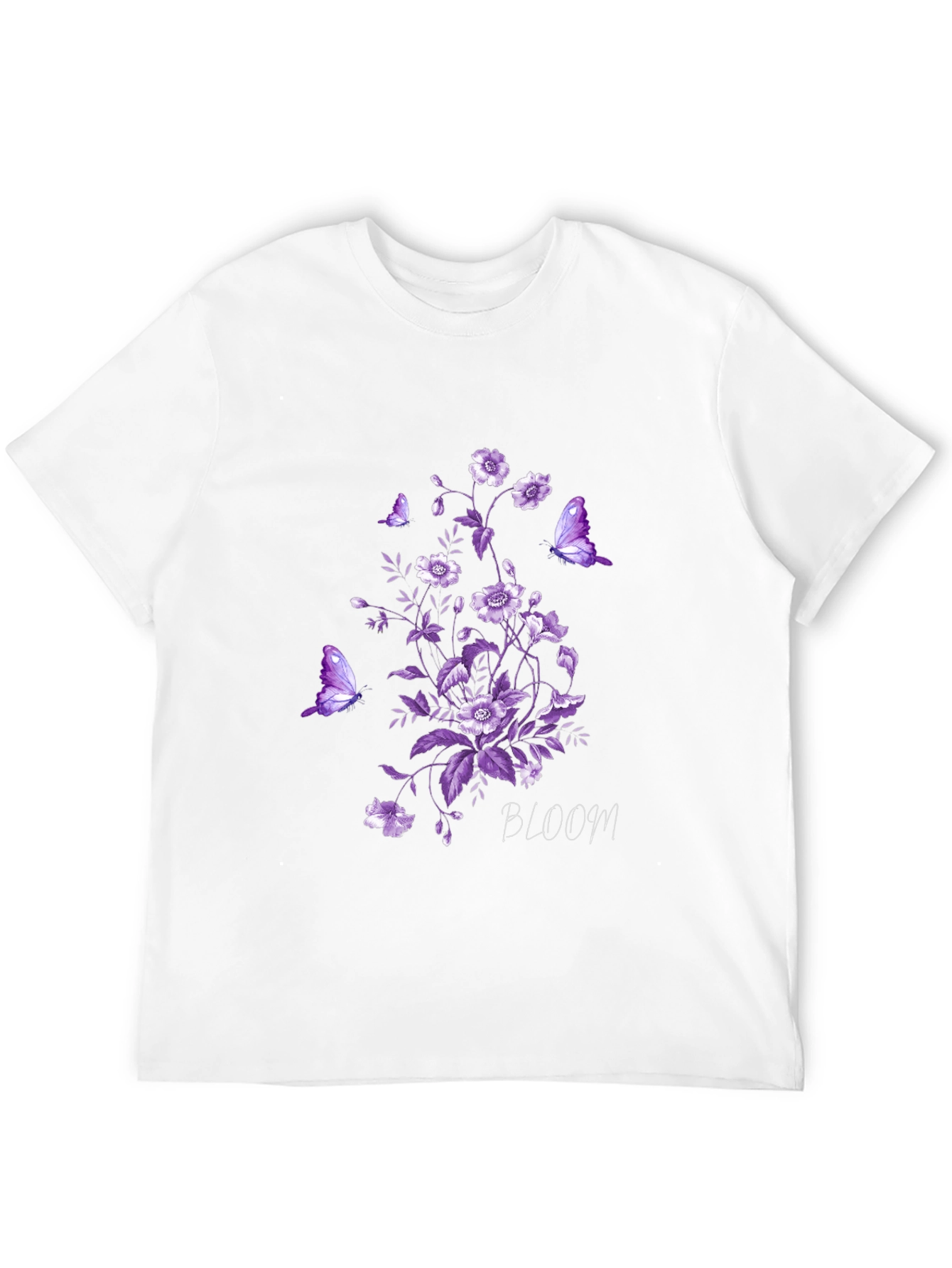 Floral Bloom Butterfly Graphic Tee - Black