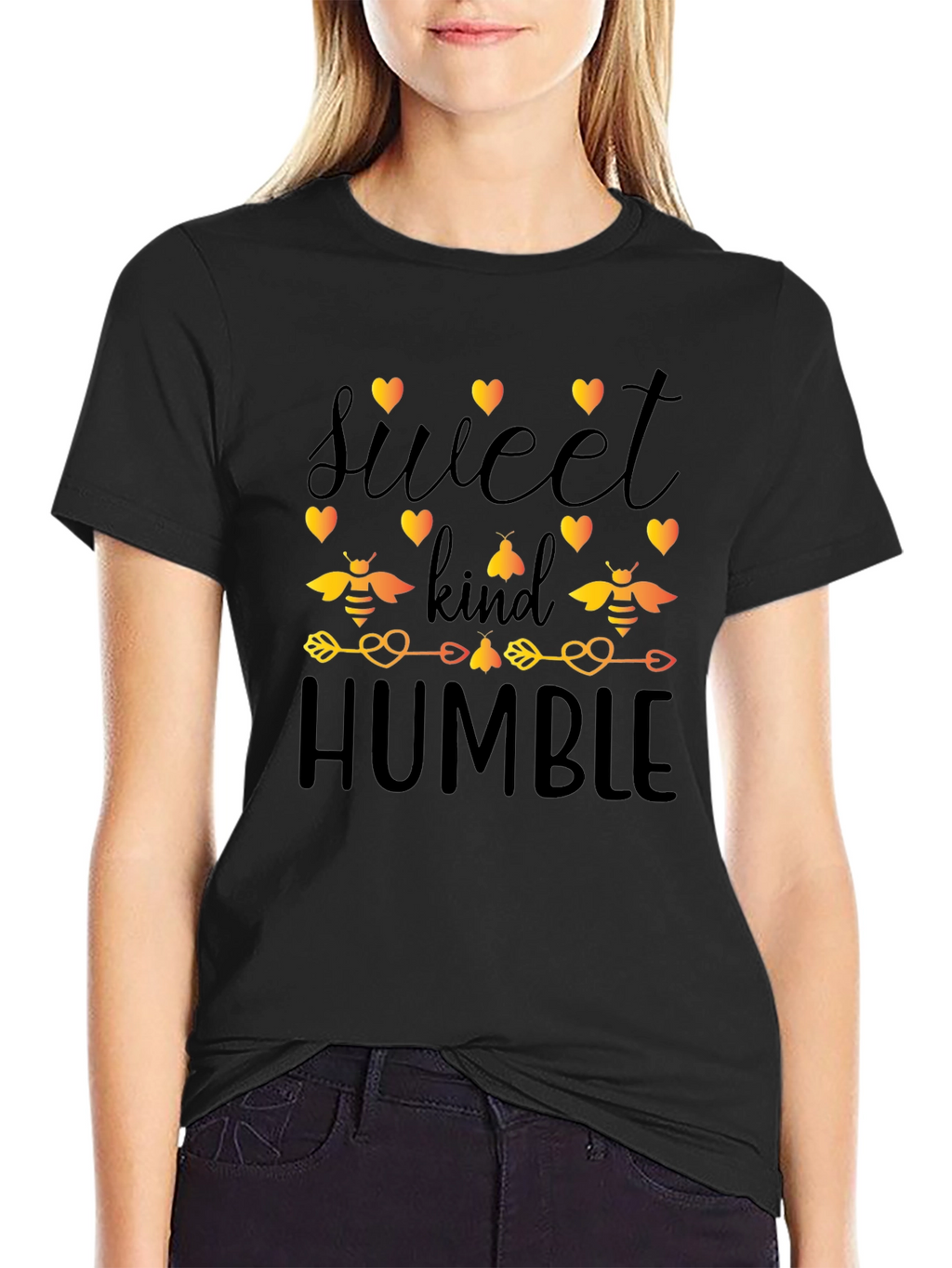 Sweet Kind Humble Bee Graphic Black T-Shirt