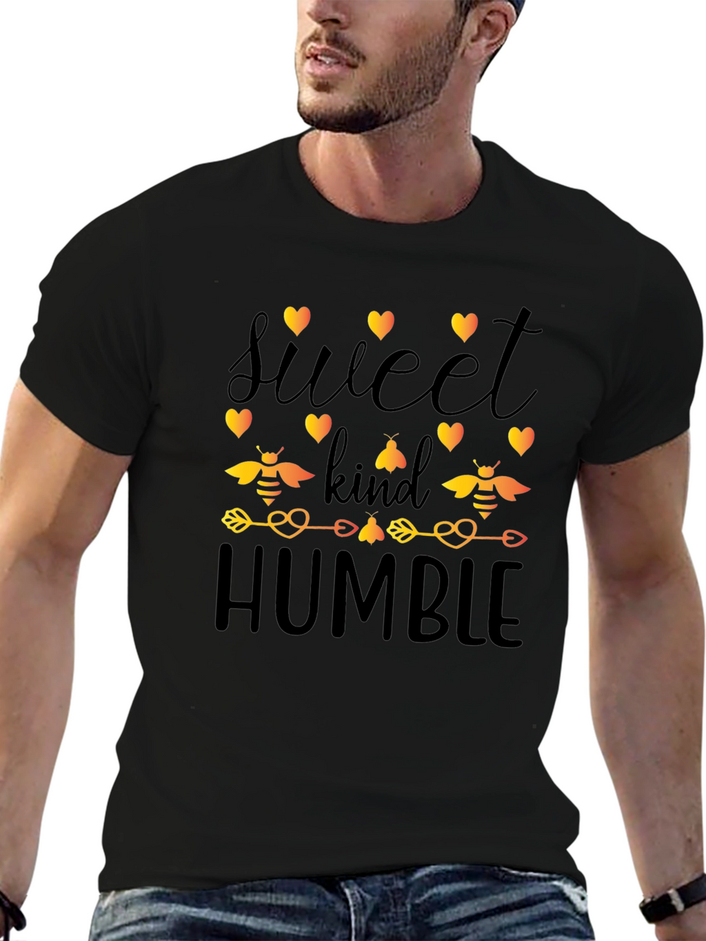 Sweet Kind Humble Bee Graphic Black T-Shirt