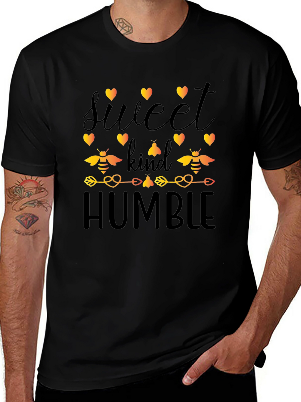 Sweet Kind Humble Bee Graphic Black T-Shirt
