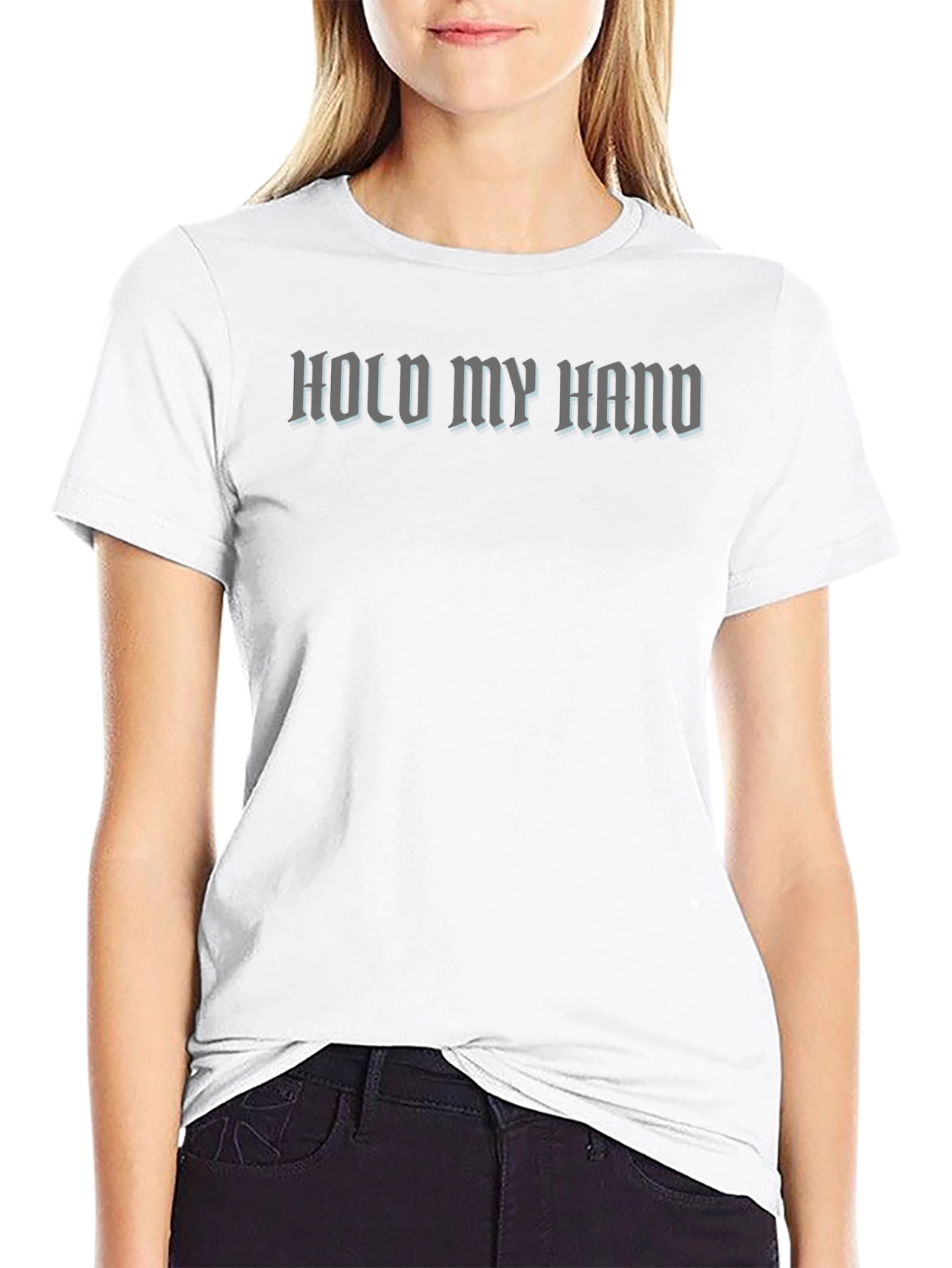 Hold My Hand Graphic Tee - Black Cotton T-Shirt