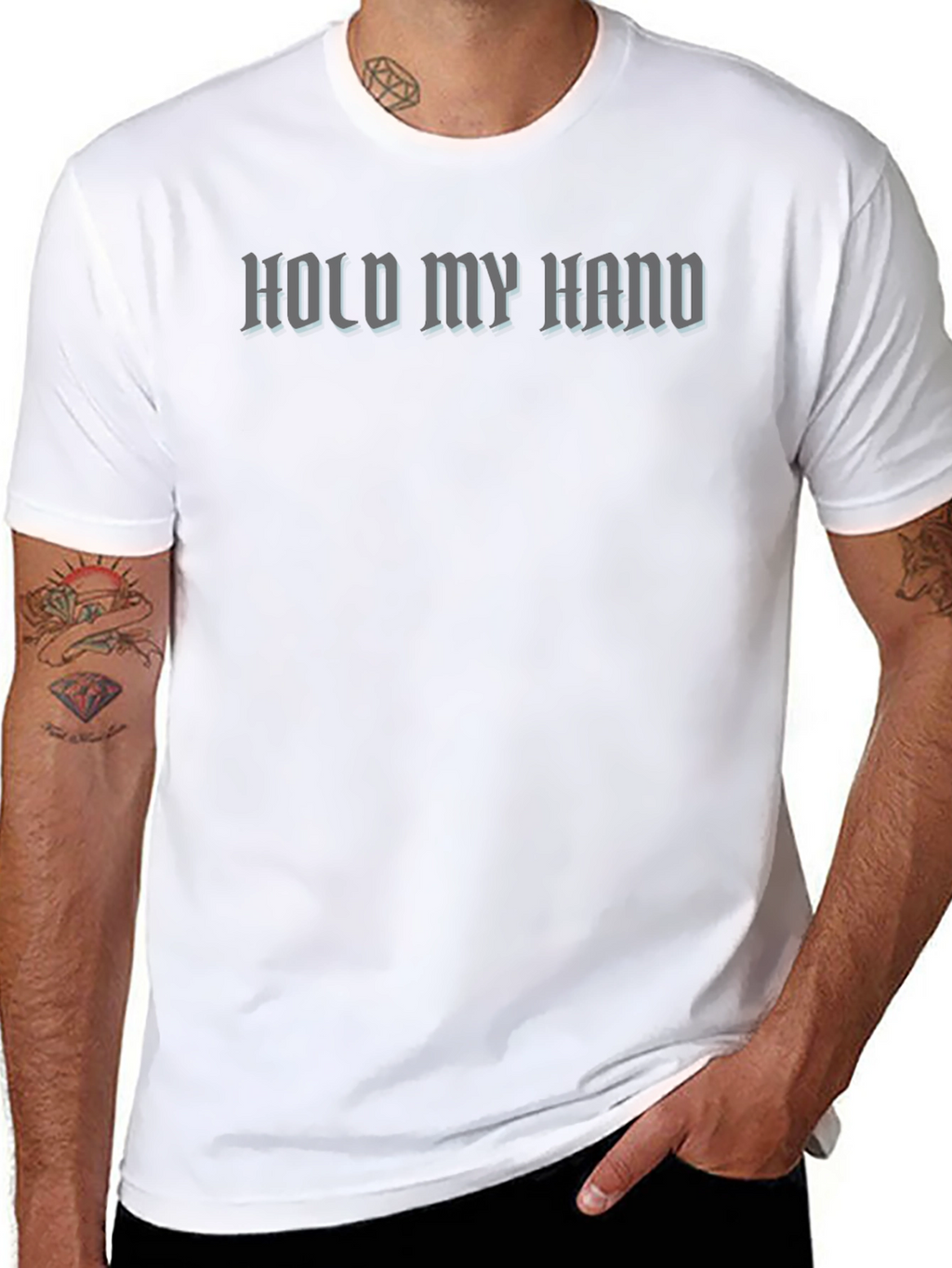 Hold My Hand Graphic Tee - Black Cotton T-Shirt