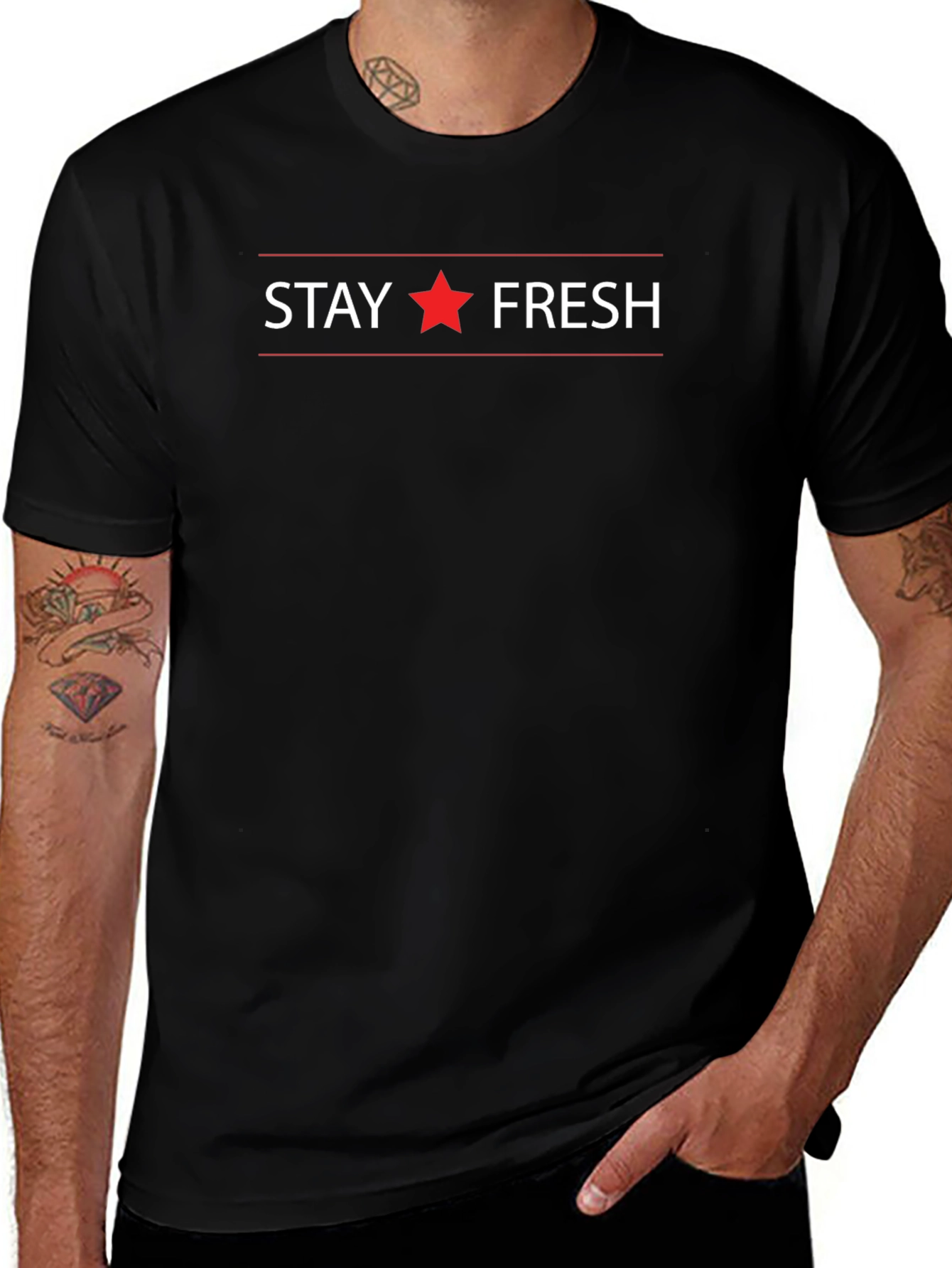 Stay Fresh Graphic Print Crew Neck T-Shirt