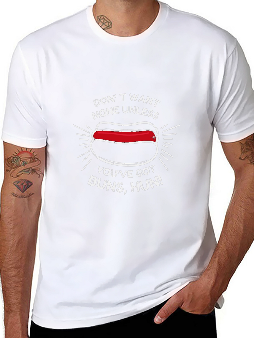 Funny Hot Dog T-Shirt - Buns Hun Tee