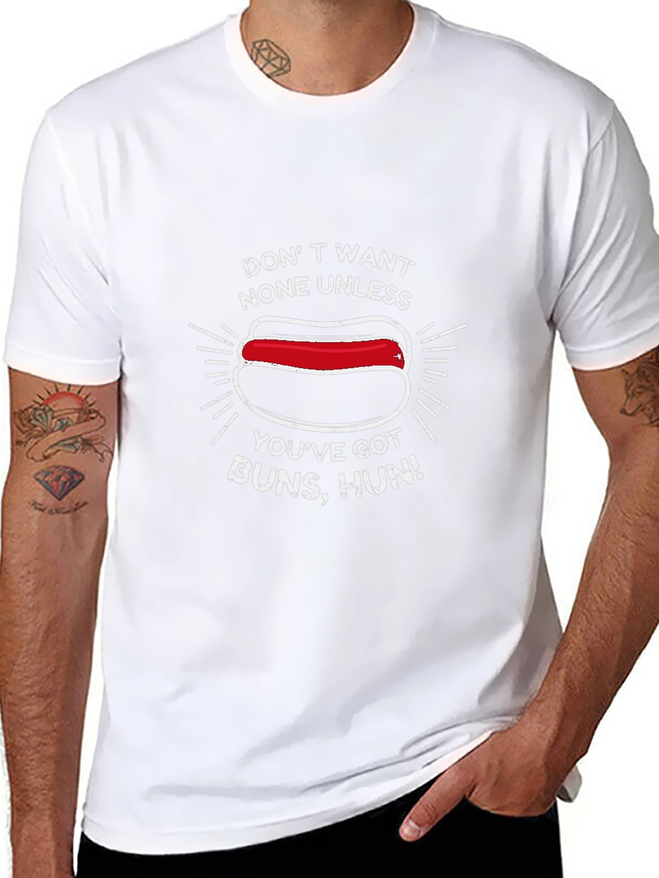 Funny Hot Dog T-Shirt - Buns Hun Tee