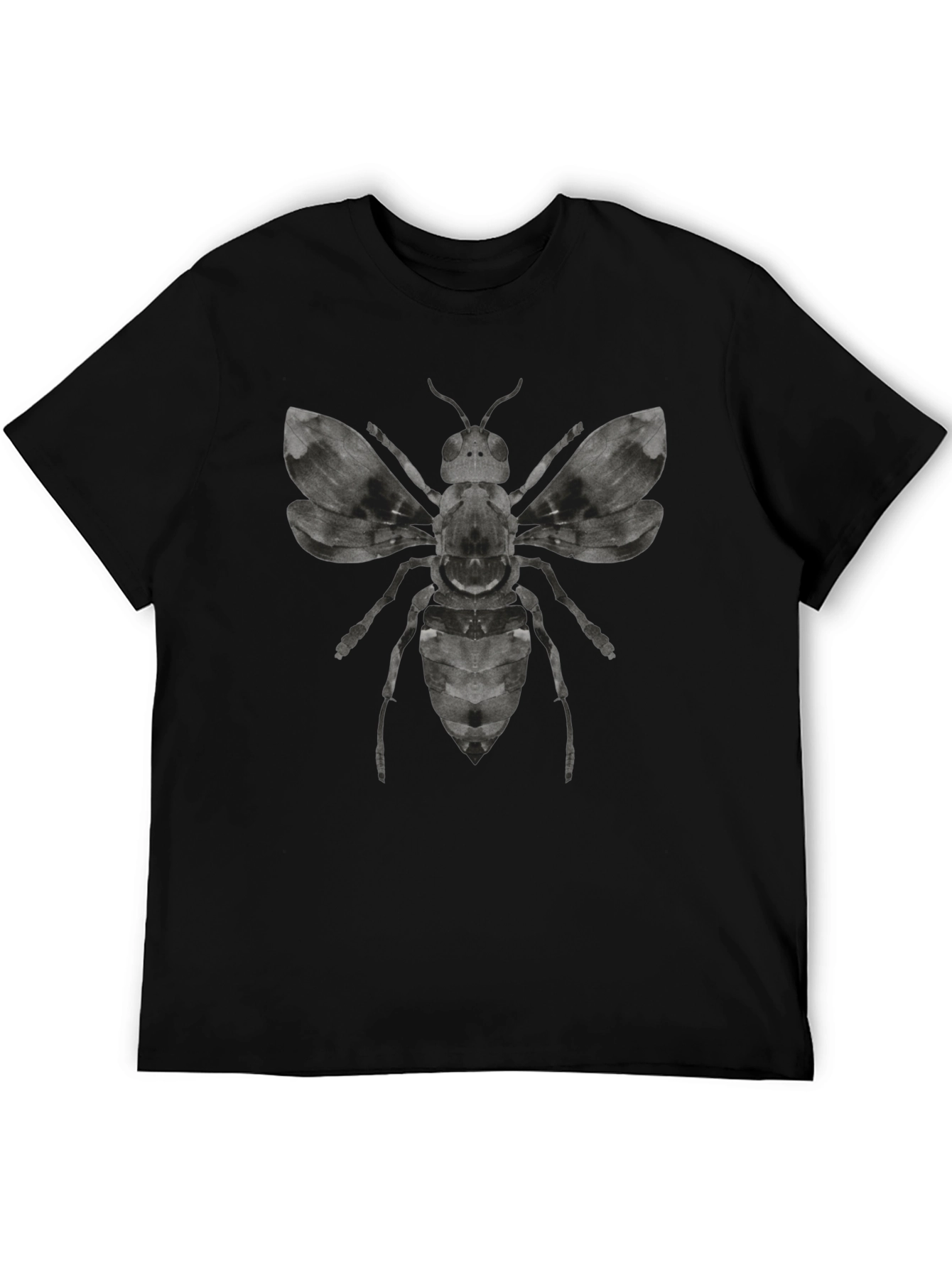 Graphic Bee Print Mens Black T-Shirt