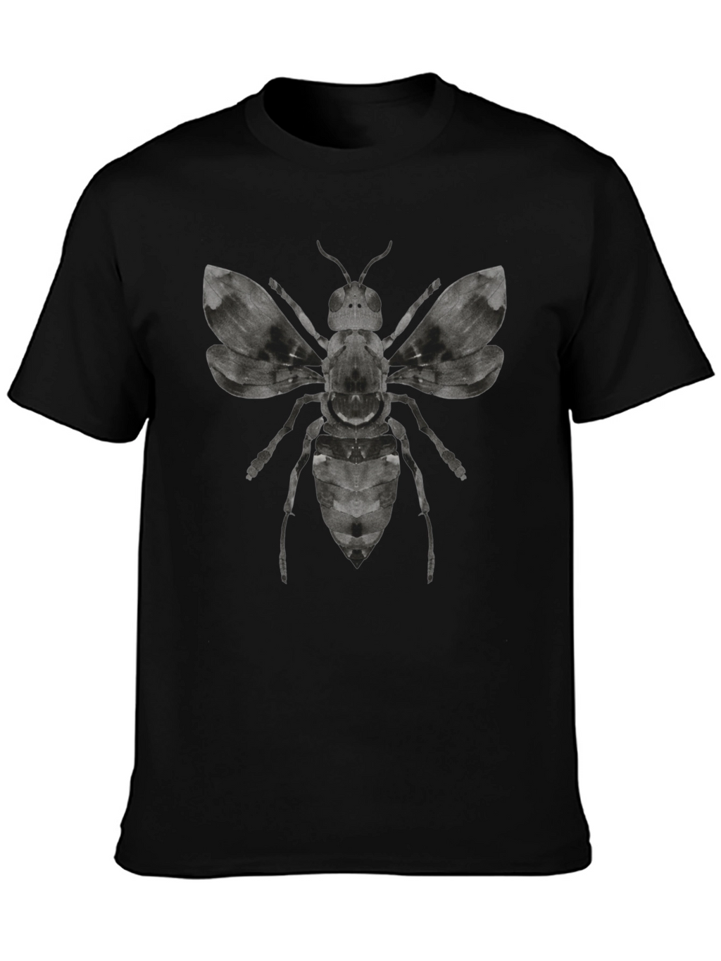 Graphic Bee Print Mens Black T-Shirt