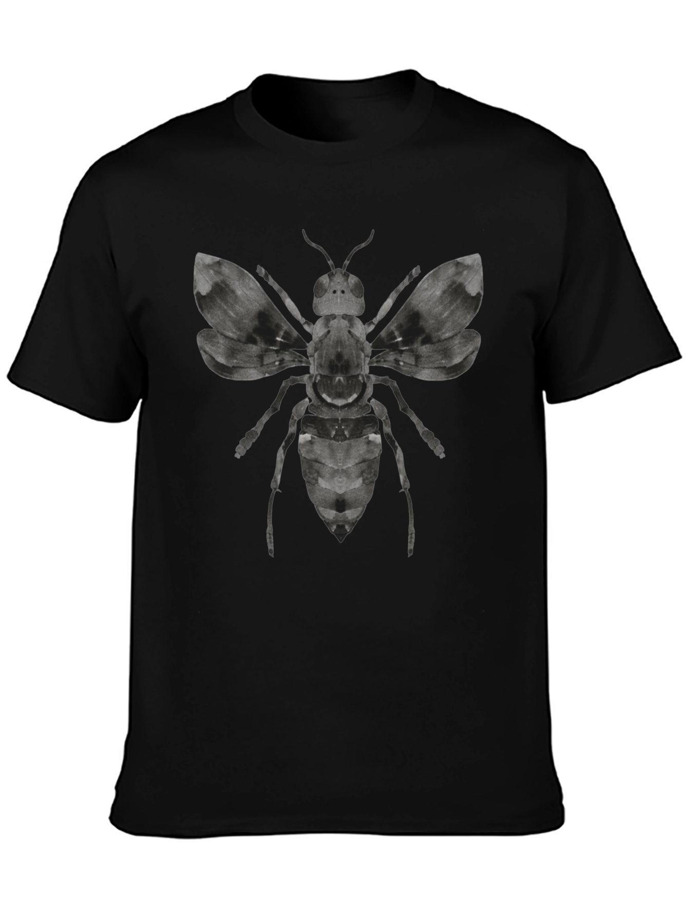 Graphic Bee Print Mens Black T-Shirt