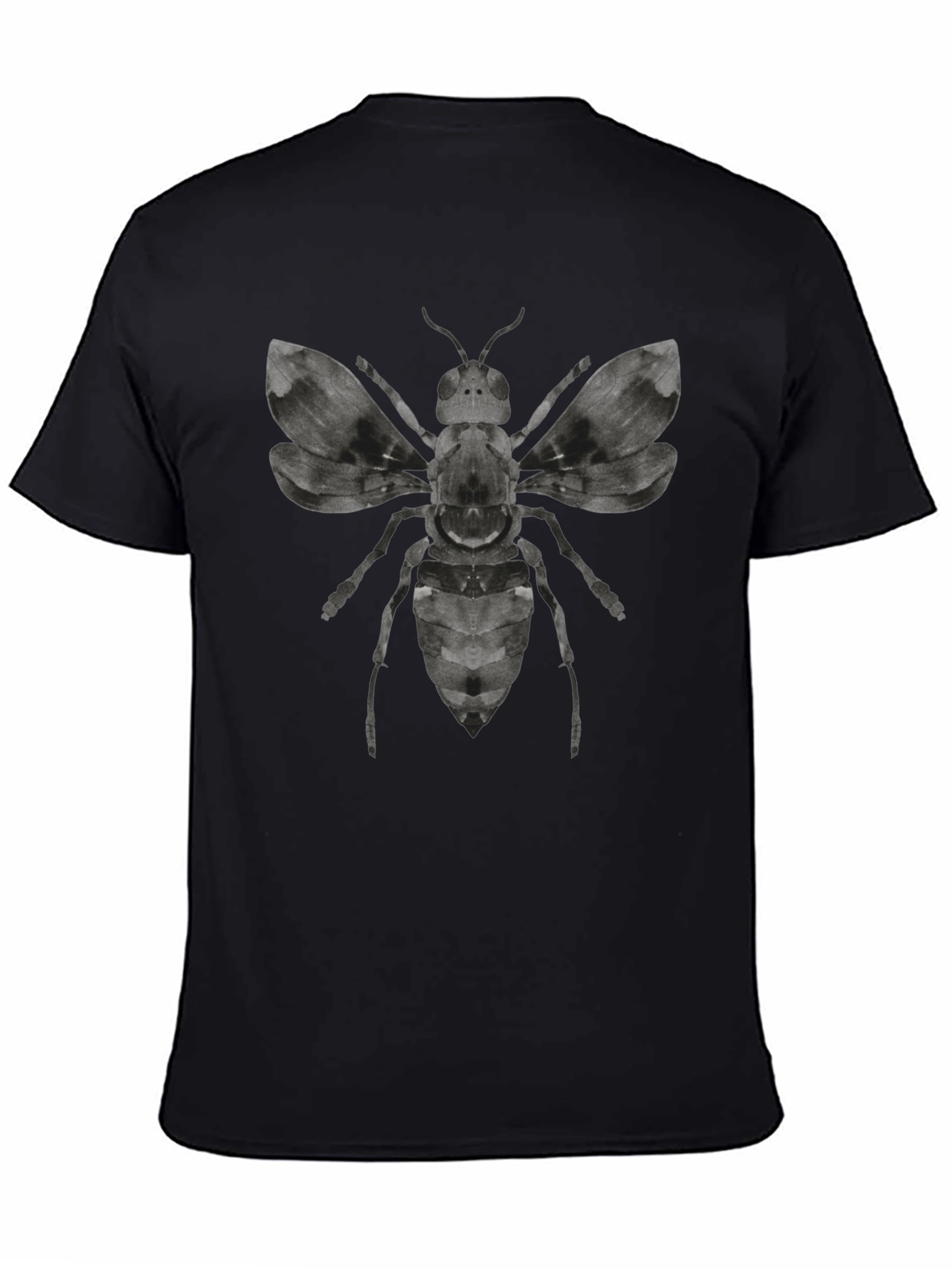 Graphic Bee Print Mens Black T-Shirt