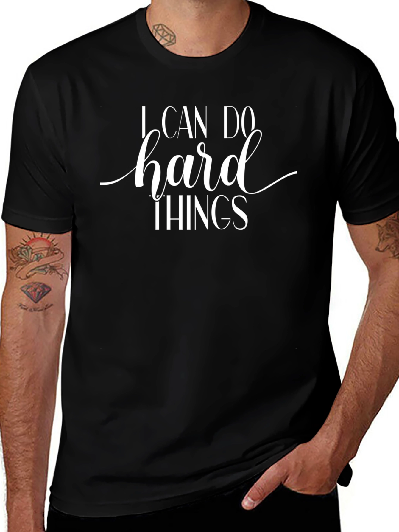 I Can Do Hard Things Graphic Tee - Black