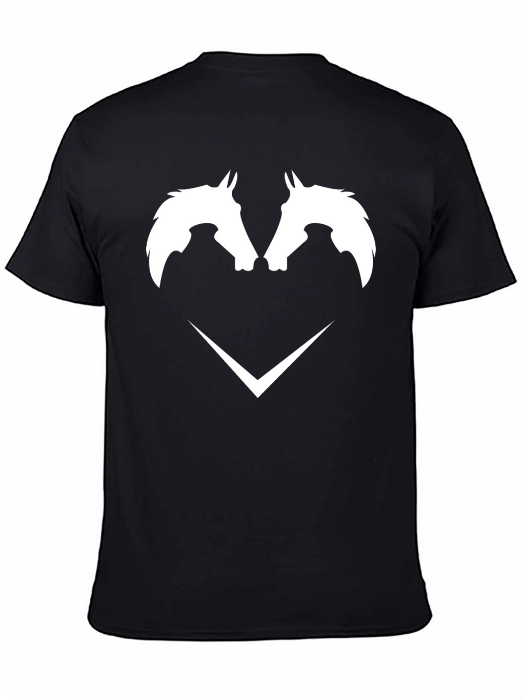 Black T-Shirt with White Horse Head Graphic