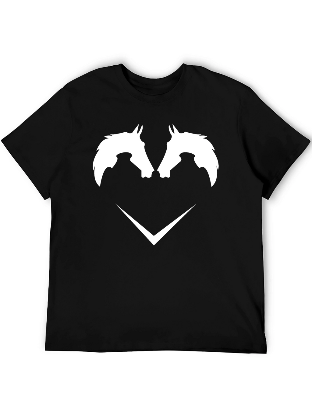 Black T-Shirt with White Horse Head Graphic