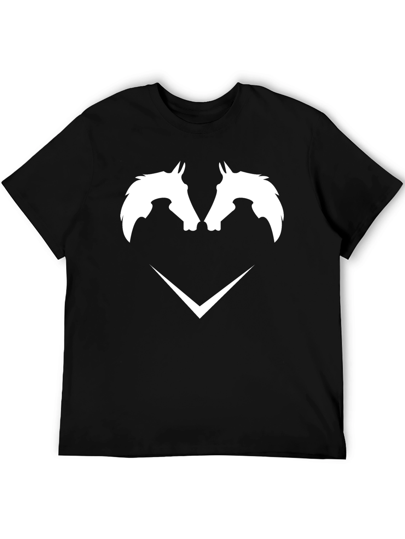 Black T-Shirt with White Horse Head Graphic