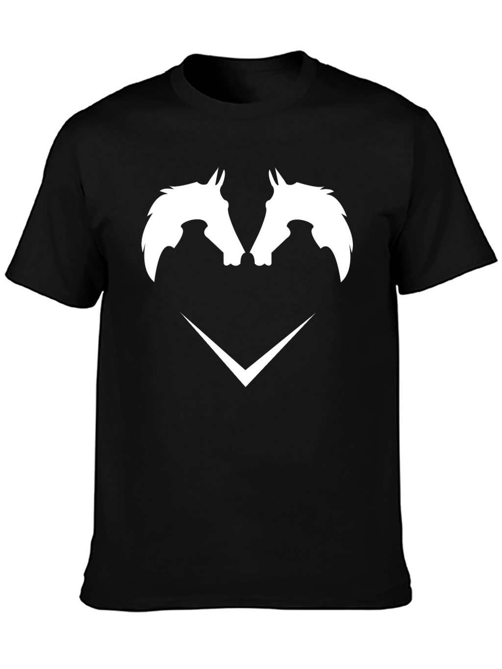 Black T-Shirt with White Horse Head Graphic
