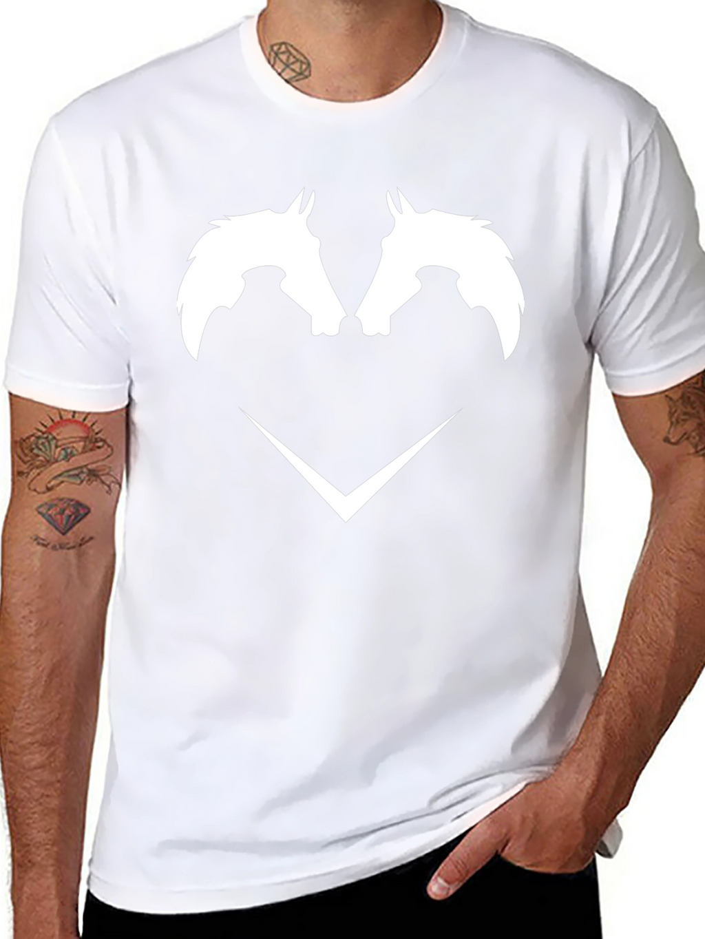 Black T-Shirt with White Horse Head Graphic