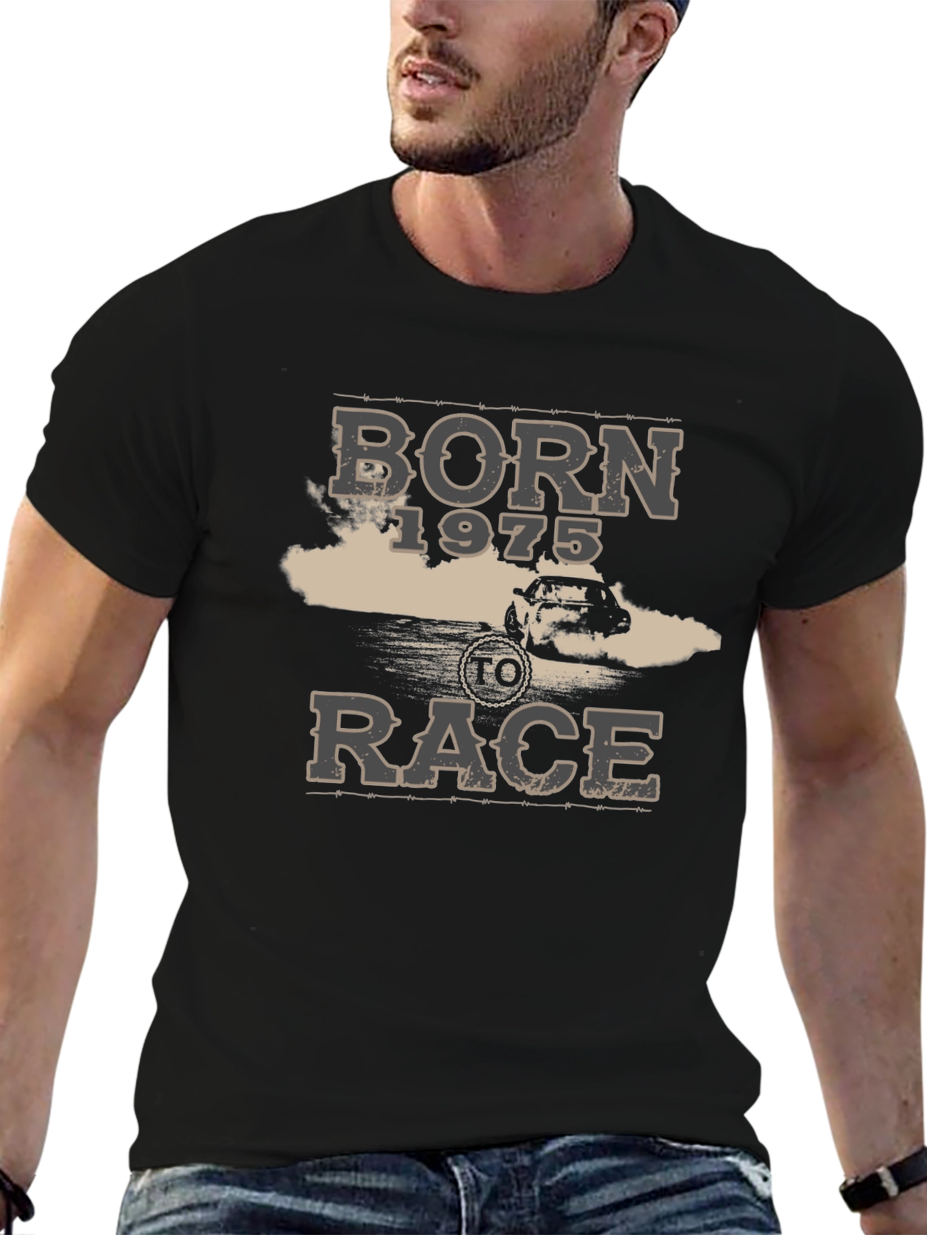 Born 1975 To Race Black T-Shirt