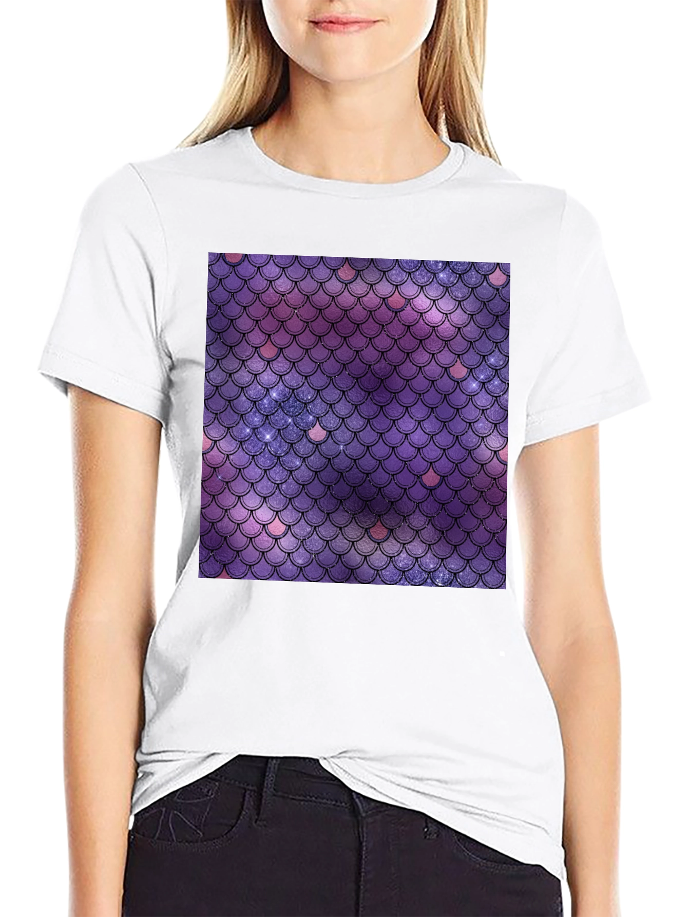Galaxy Mermaid Scale Graphic Tee - Stylish Comfort