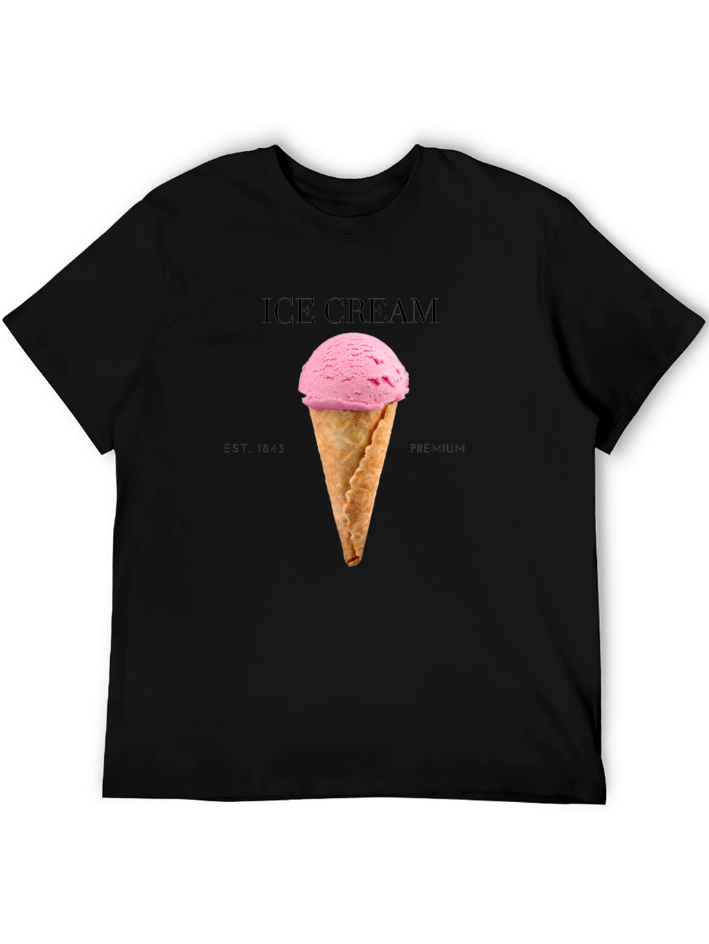 Ice Cream Graphic Tee - Black Cotton Blend T-Shirt