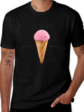 Ice Cream Graphic Tee - Black Cotton Blend T-Shirt
