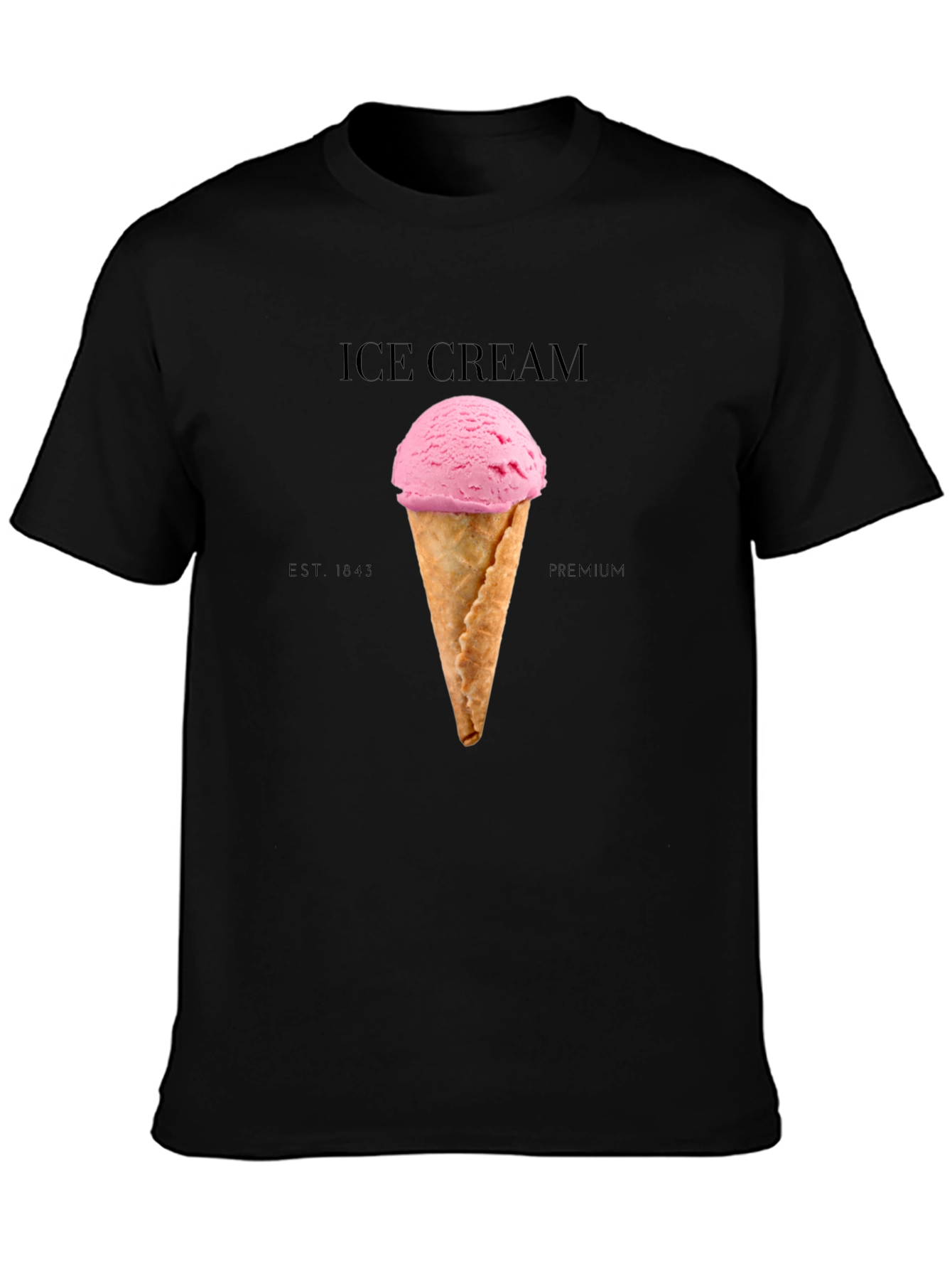 Ice Cream Graphic Tee - Black Cotton Blend T-Shirt