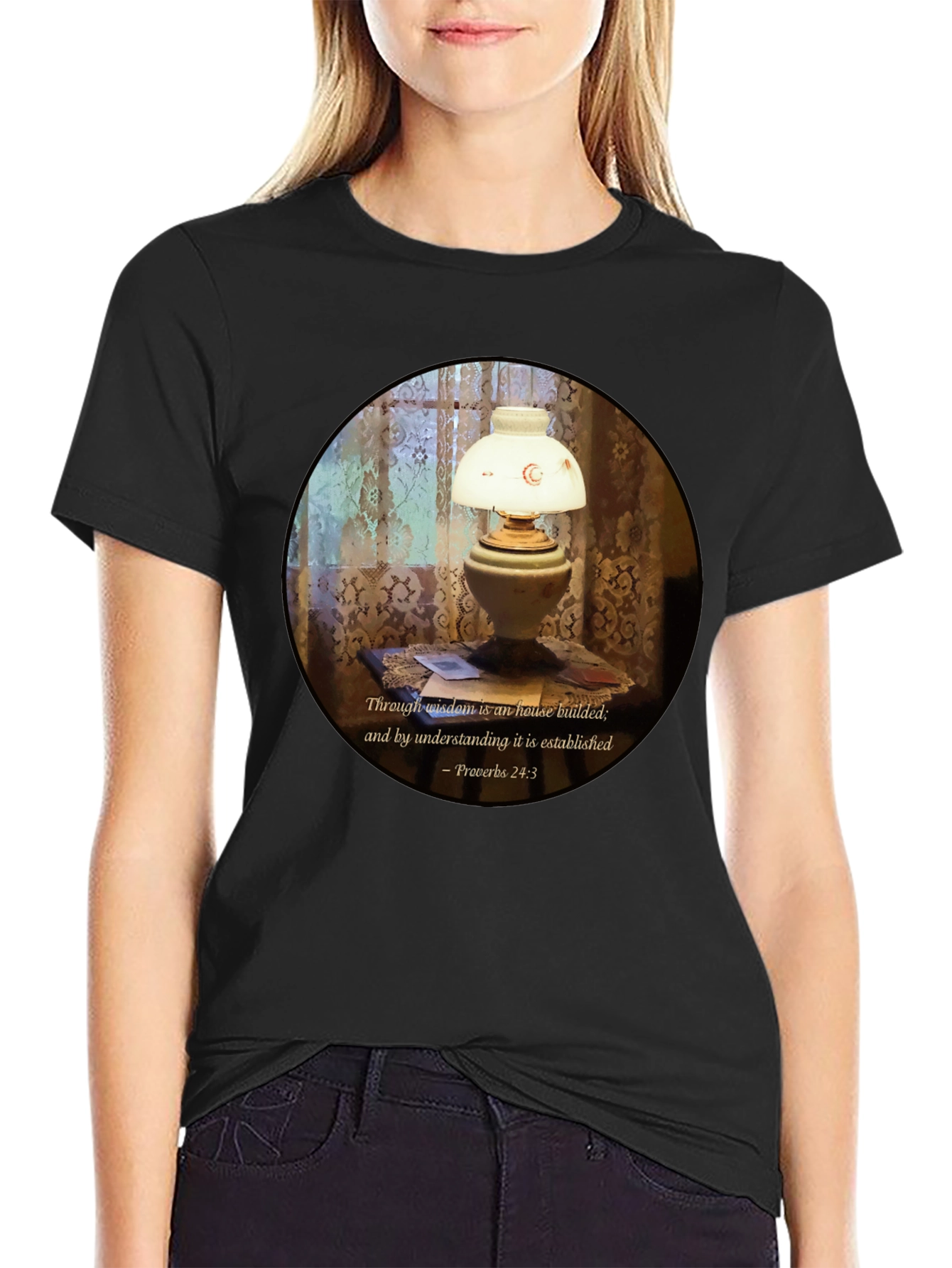 Wisdom Lamp T-Shirt - Proverbs 24:3 Bible Verse