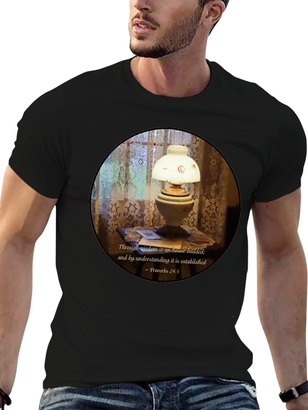 Wisdom Lamp T-Shirt - Proverbs 24:3 Bible Verse