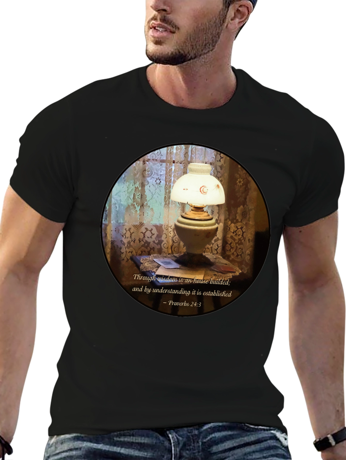 Wisdom Lamp T-Shirt - Proverbs 24:3 Bible Verse