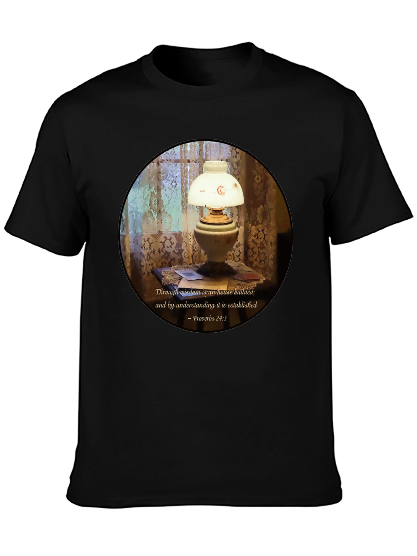 Wisdom Lamp T-Shirt - Proverbs 24:3 Bible Verse