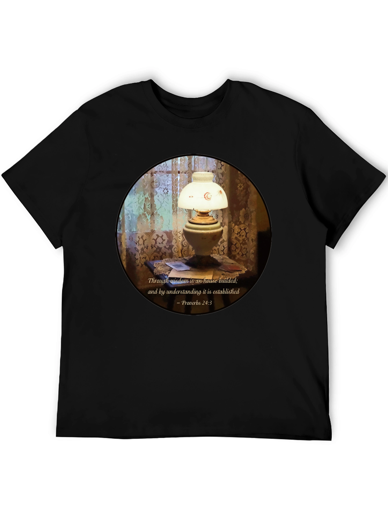 Wisdom Lamp T-Shirt - Proverbs 24:3 Bible Verse