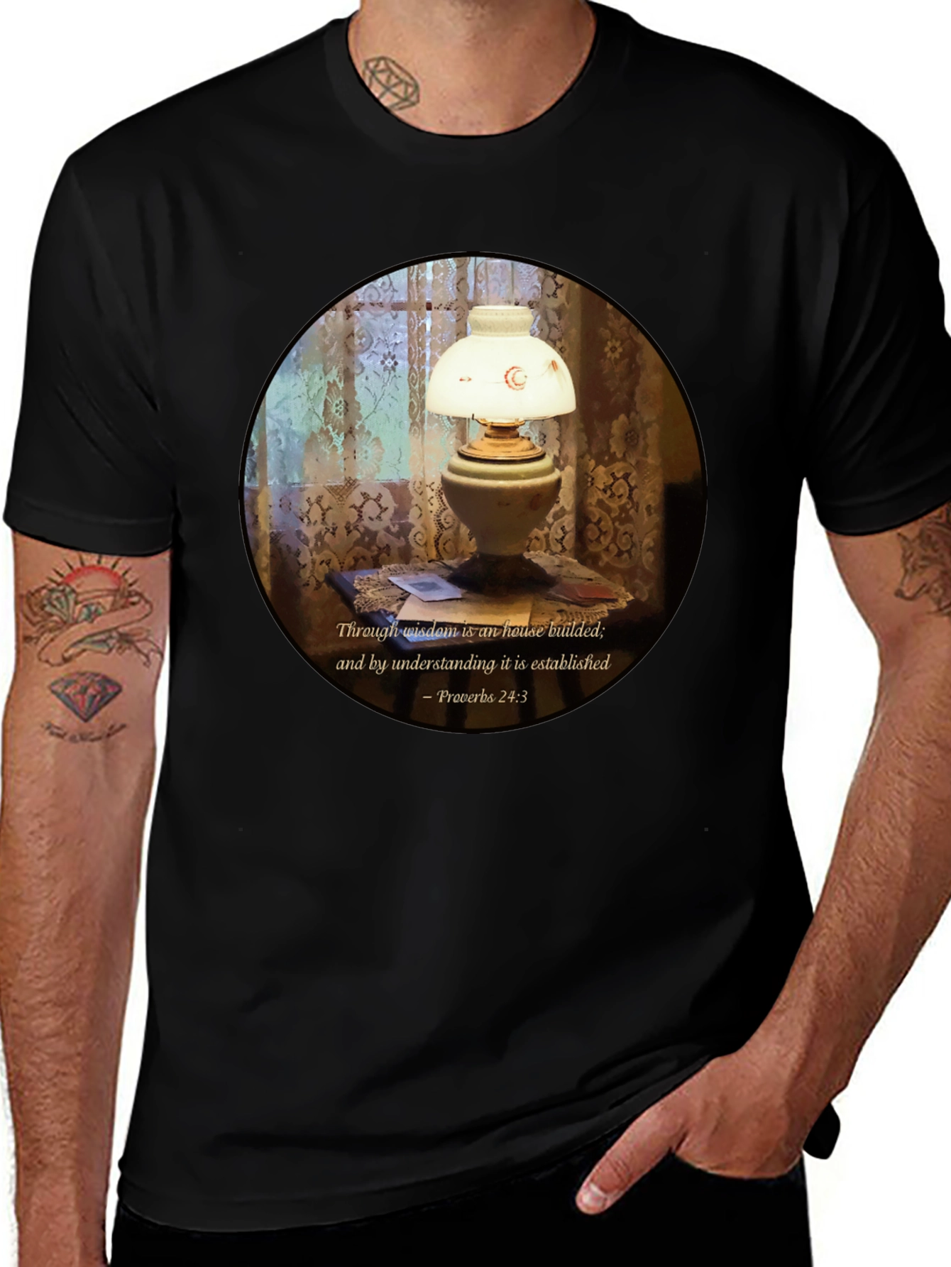 Wisdom Lamp T-Shirt - Proverbs 24:3 Bible Verse