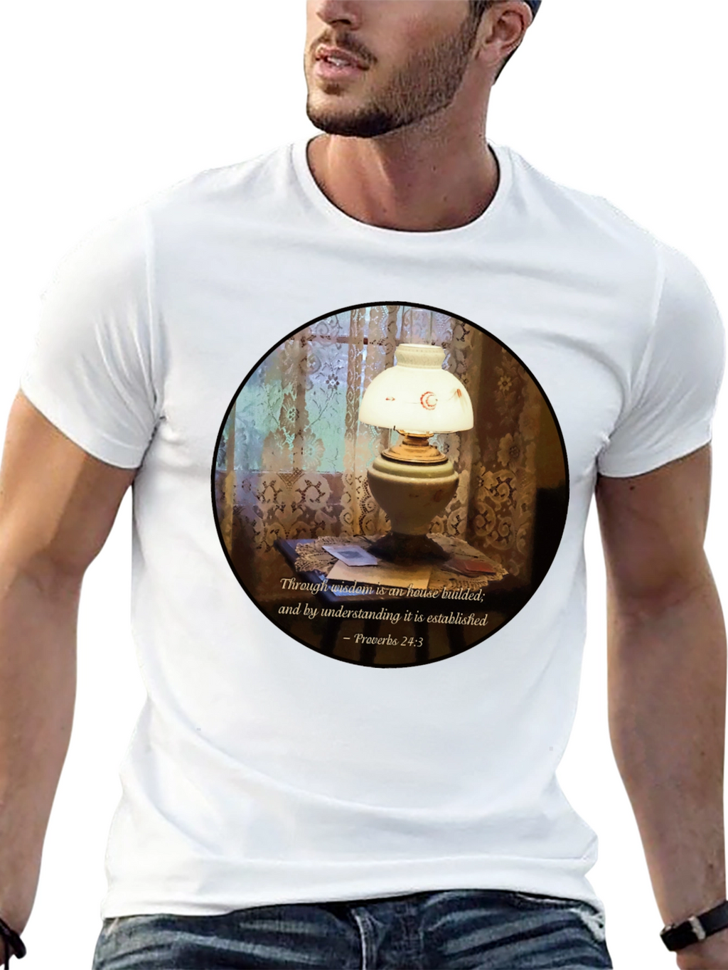 Wisdom Lamp T-Shirt - Proverbs 24:3 Bible Verse