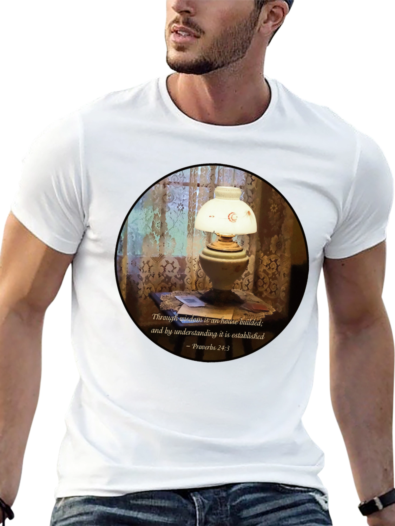 Wisdom Lamp T-Shirt - Proverbs 24:3 Bible Verse